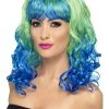Smiffys Divatastic Wig, Green & Blue