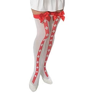 Vendor-unknown Nurse Cross Print Thigh Highs 1 Vendor-unknown Nurse Cross Print Thigh Highs