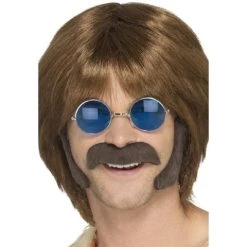 Smiffys 60s 70s Hippy Disguise Set Stash & Sideburns Brown Newest Products