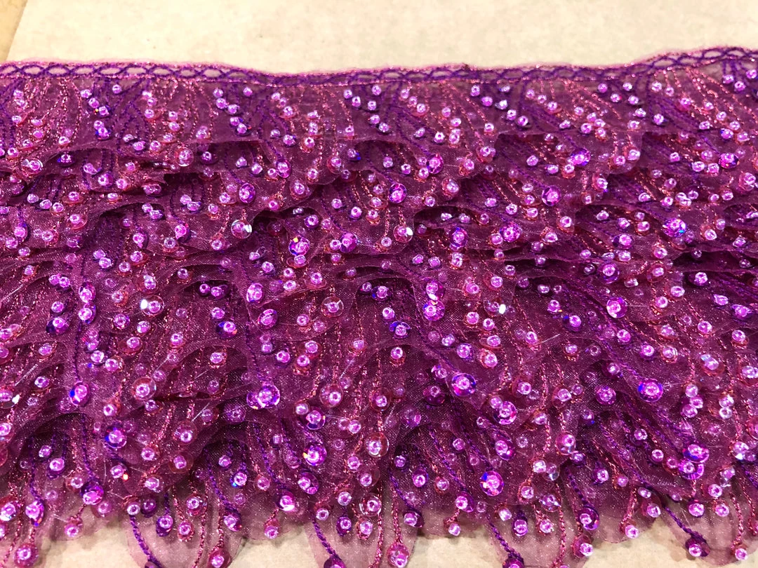 Theatre House Newest Products Fuchsia Beaded Spray Trim 2 1 Theatre House Newest Products Fuchsia Beaded Spray Trim 2