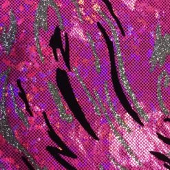 Triple Textile Nylon Spandex Hologram Foil Silver Glitter Black Flocking Swirl Design Newest Products