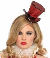 Leg Avenue Newest Products Mini Glitter Top Hat - Red