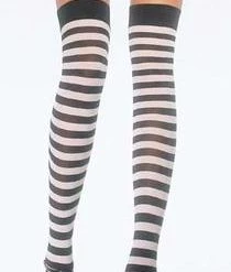 Leg Avenue Stripped Thigh Highs - Black-White Newest Products