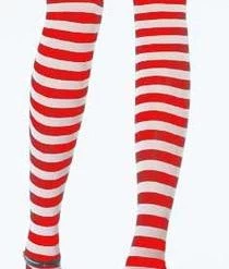 Leg Avenue Stripped Thigh Highs - White-Red Newest Products