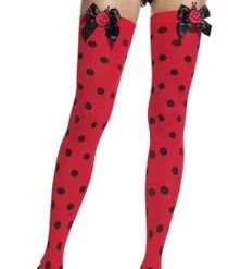 Leg Avenue Lady Bug Knee Top Stockins W/Bow