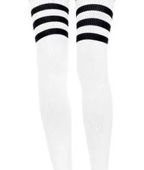 Leg Avenue Athletic Thigh-Highs - White-Black
