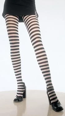 Leg Avenue Newest Products Plus Black/White Nylon Stripped Tights 1 Leg Avenue Newest Products Plus Black/White Nylon Stripped Tights