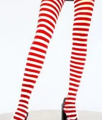 Leg Avenue Newest Products Plus White/Red Nylon Stripped Tights
