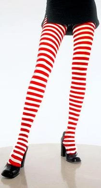 Leg Avenue Newest Products Plus White/Red Nylon Stripped Tights 1 Leg Avenue Newest Products Plus White/Red Nylon Stripped Tights