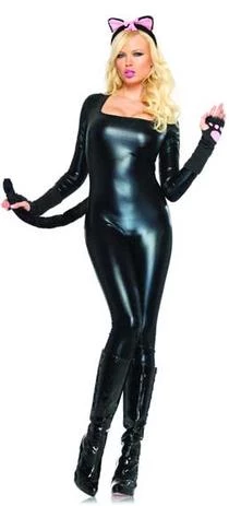 Leg Avenue Sexy Black Cat Suit Costume 1 Leg Avenue Sexy Black Cat Suit Costume