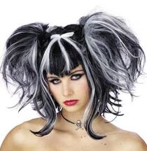 Theatre House Newest Products Bad Fairy Black And White Wig