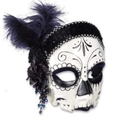 Vendor-unknown Female Flapper Skull Mask Feather Masks
