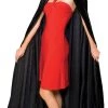 Disguise Long Black Crushed Velvet Cape